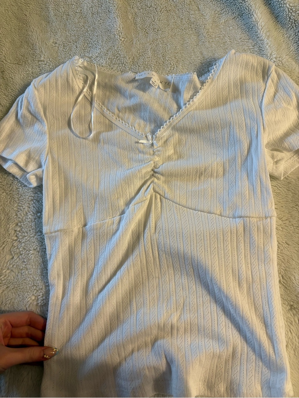 Lace-Trim White Short Sleeve Tee by SKYE